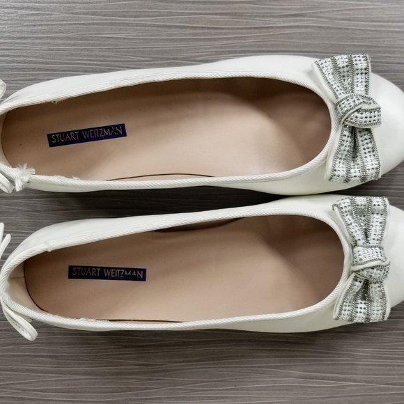 Stuart Weitzman Kids Miss Bolshoibow, White, Youth (6-10 years) Size 5 / 36 - Picture 8 of 12